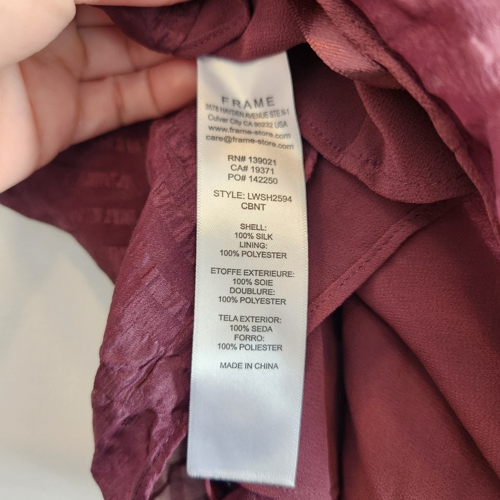Frame NWOT Bergundy Silk Halter - Picture 3 of 5